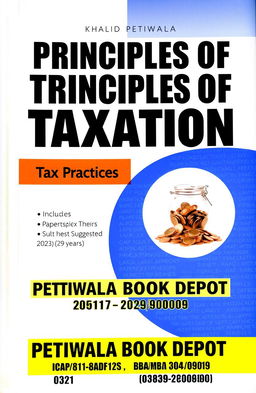 Book cover design for 'Notes on Principles of Taxation: Tax Practices' by Khalid Petiwala, featuring a clean and professional layout suitable for students