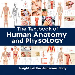 An engaging and educational textbook cover design for a book titled 'The Textbook of Human Anatomy and Physiology'