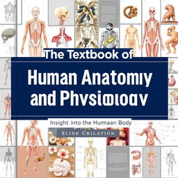 An engaging and educational textbook cover design for a book titled 'The Textbook of Human Anatomy and Physiology'