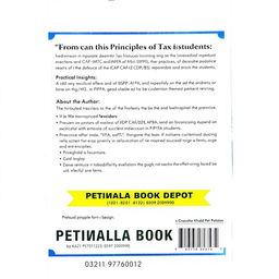Back cover design for 'Notes on Principles of Taxation: Tax Practices' by Khalid Petiwala