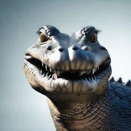 A hyper-realistic image of a crocodile with emo-style hair