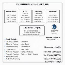 Design an image to display contact details for a bookstore and educational service centers