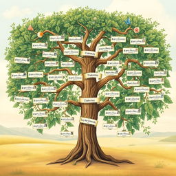 A beautifully illustrated family tree showcasing the line of Sudak family associated with Tchaikovsky, adorned with intricate details and lush foliage