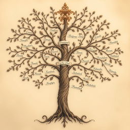 A detailed family tree illustrating the Sudak family lineage, inspired by Andriy Chaikovskyi's prose "For My Sister
