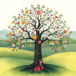 A beautifully illustrated family tree of the Sudak family, inspired by the prose of Andriy Chaykovskyi's 'For Sister'