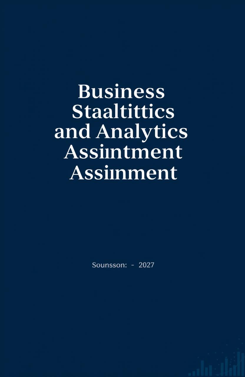 A clean and professional cover page for a business statistics and analytics assignment