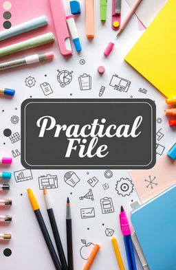 A visually captivating practical file cover design featuring an organized layout of various colored tabs, markers, and stationery items artistically arranged