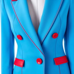 A women’s blazer in a stunning sky blue color, elegantly tailored with sharp lines and a modern silhouette
