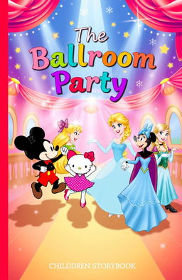 A vibrant and enchanting cover for a children's storybook titled 'The Ballroom Party'