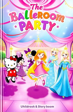 A vibrant and enchanting cover for a children's storybook titled 'The Ballroom Party'