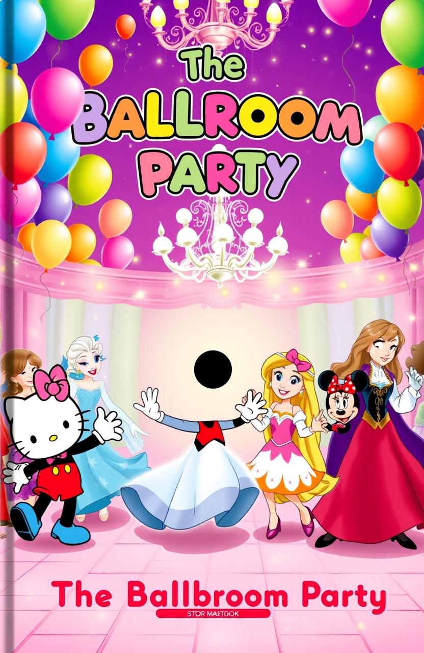 A vibrant and enchanting kids' storybook cover for 'The Ballroom Party'