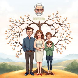 A beautiful family tree illustration depicting the Sudak family lineage