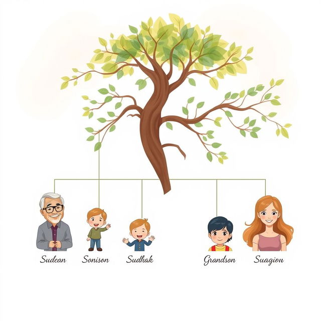 A beautiful family tree illustration depicting the Sudak family lineage