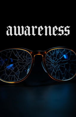 A close-up image of a pair of cracked glasses, showcasing intricate fractures on the lenses that give the impression they are on the verge of breaking