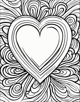 A simple coloring book page featuring a large heart outlined with bold lines.