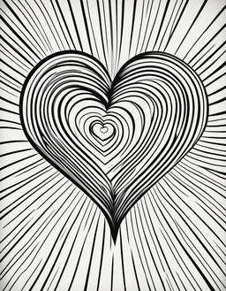 A simple coloring book page featuring a large heart outlined with bold lines.