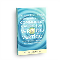 A book cover design with a soothing and professional aesthetic, featuring the title 'Know About the Commonest Cause for Vertigo and Its Drugless Treatment' prominently displayed