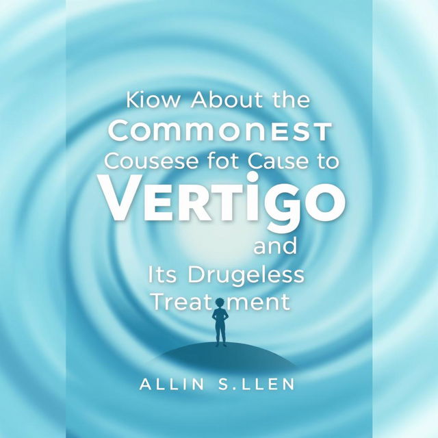 A book cover design with a soothing and professional aesthetic, featuring the title 'Know About the Commonest Cause for Vertigo and Its Drugless Treatment' prominently displayed