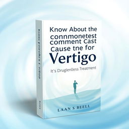 A book cover design with a soothing and professional aesthetic, featuring the title 'Know About the Commonest Cause for Vertigo and Its Drugless Treatment' prominently displayed