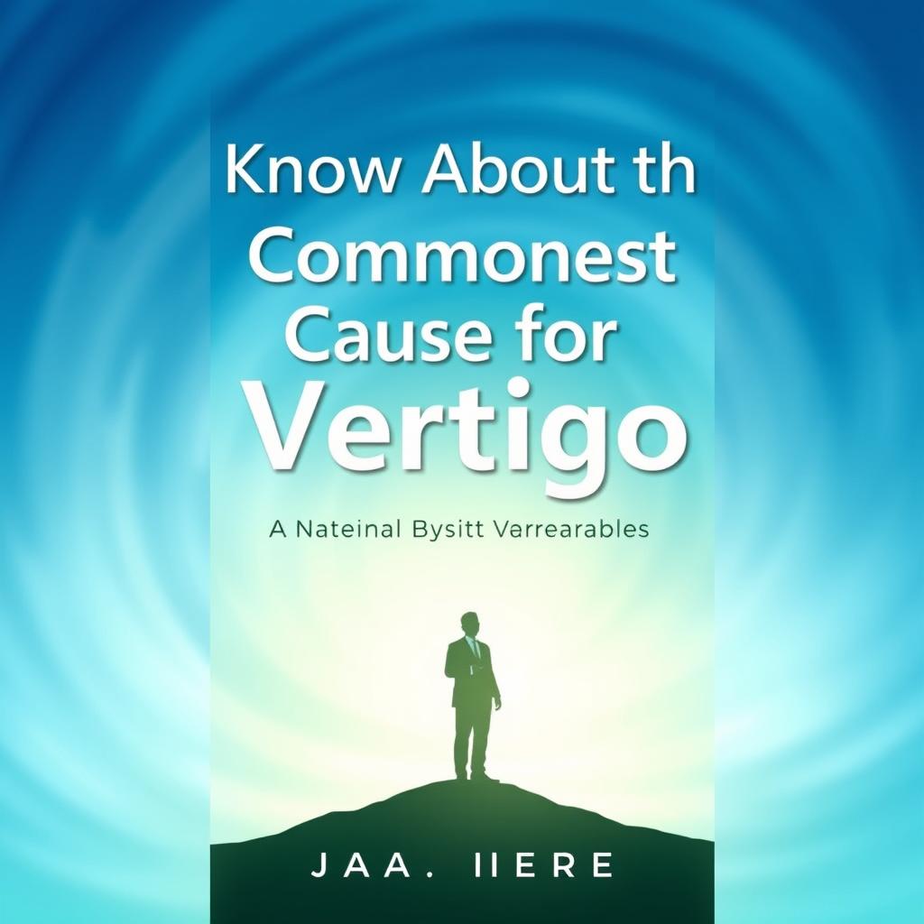 A book cover design with a soothing and professional aesthetic, featuring the title 'Know About the Commonest Cause for Vertigo and Its Drugless Treatment' prominently displayed