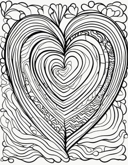 A simple coloring book page featuring a large heart outlined with bold lines.