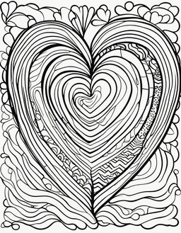 A simple coloring book page featuring a large heart outlined with bold lines.