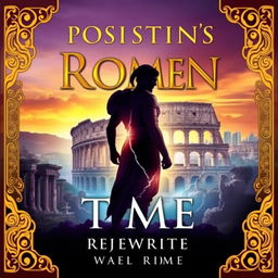 A cover design featuring a silhouette of a person in ancient Roman armor, standing against the backdrop of a crumbling Colosseum, symbolizing the conflict of time