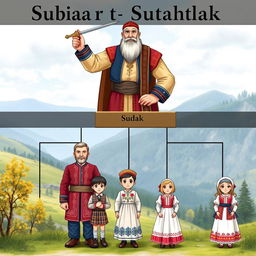 A family tree illustration depicting the Sudak family lineage
