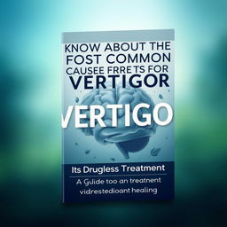 A captivating and informative book cover design featuring the title 'KNOW ABOUT THE MOST COMMON CAUSE FOR VERTIGO & ITS DRUGLESS TREATMENT'