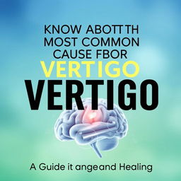 A captivating and informative book cover design featuring the title 'KNOW ABOUT THE MOST COMMON CAUSE FOR VERTIGO & ITS DRUGLESS TREATMENT'