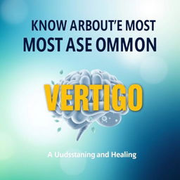 A captivating and informative book cover design featuring the title 'KNOW ABOUT THE MOST COMMON CAUSE FOR VERTIGO & ITS DRUGLESS TREATMENT'