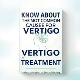A professional and engaging book cover design featuring the title 'KNOW ABOUT THE MOST COMMON CAUSE FOR VERTIGO & ITS DRUGLESS TREATMENT'