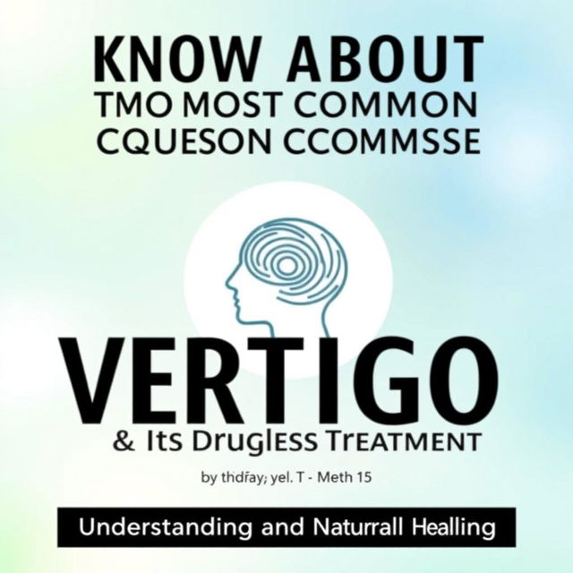 A professional and engaging book cover design featuring the title 'KNOW ABOUT THE MOST COMMON CAUSE FOR VERTIGO & ITS DRUGLESS TREATMENT'