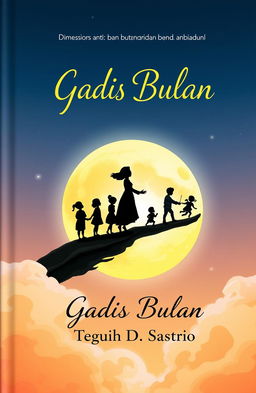 A captivating book cover design with dimensions of 14:21 featuring a cartoonish illustration of a moon prominently positioned in the center