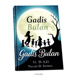 A captivating book cover design with dimensions of 14:21 featuring a cartoonish illustration of a moon prominently positioned in the center