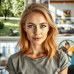 A 30-35 year old woman with European features, characterized by fair skin and either light blonde or reddish hair