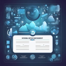 Create an experience certificate in a professional style, featuring elements associated with digital marketing like graphs, SEO symbols, social media icons, in a palette of blues, grays, and whites.