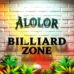 A stylish design featuring the ALOLOR BILLIARD ZONE logo prominently displayed at the top, rendered in a font reminiscent of the Harry Potter series