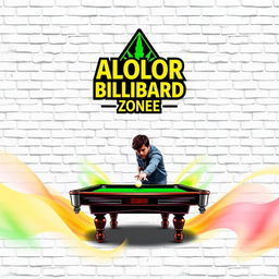 A dynamic design featuring the ALOLOR BILLIARD ZONE logo prominently at the top, styled in a font reminiscent of Harry Potter