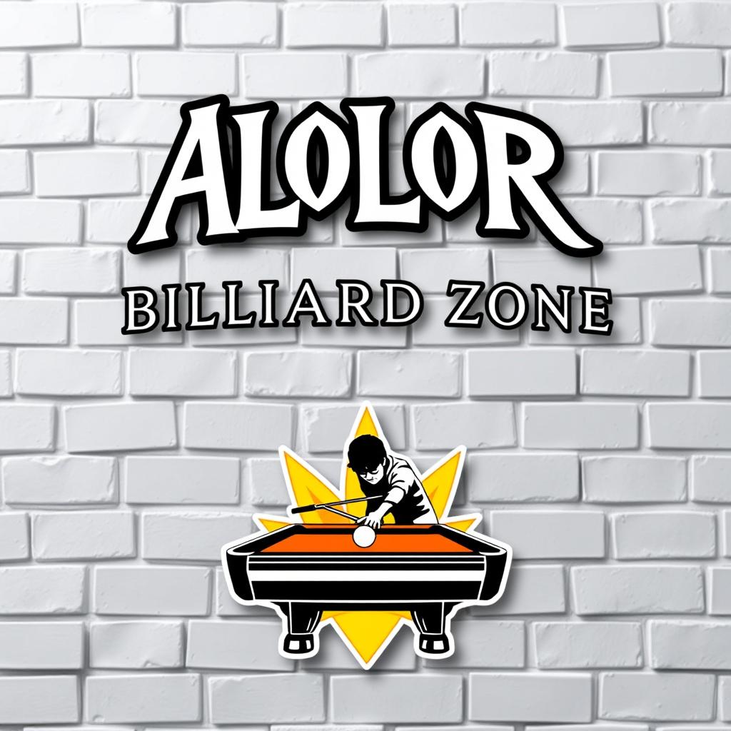 A captivating design featuring the ALOLOR BILLIARD ZONE logo prominently at the top, styled in a font reminiscent of Harry Potter