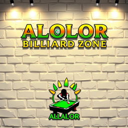 A captivating design featuring the ALOLOR BILLIARD ZONE logo prominently at the top, styled in a font reminiscent of Harry Potter