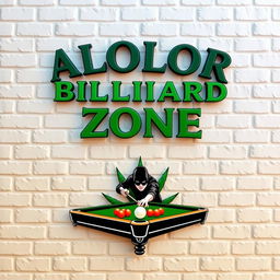 A captivating design featuring the ALOLOR BILLIARD ZONE logo prominently at the top, styled in a font reminiscent of Harry Potter
