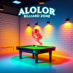 A captivating design featuring the ALOLOR BILLIARD ZONE logo prominently at the top, styled in a font reminiscent of Harry Potter