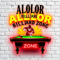 An eye-catching design featuring the ALOLOR BILLIARD ZONE logo prominently at the top, styled in a font reminiscent of Harry Potter
