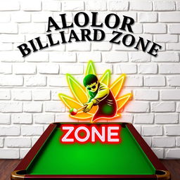 An eye-catching design featuring the ALOLOR BILLIARD ZONE logo prominently at the top, styled in a font reminiscent of Harry Potter