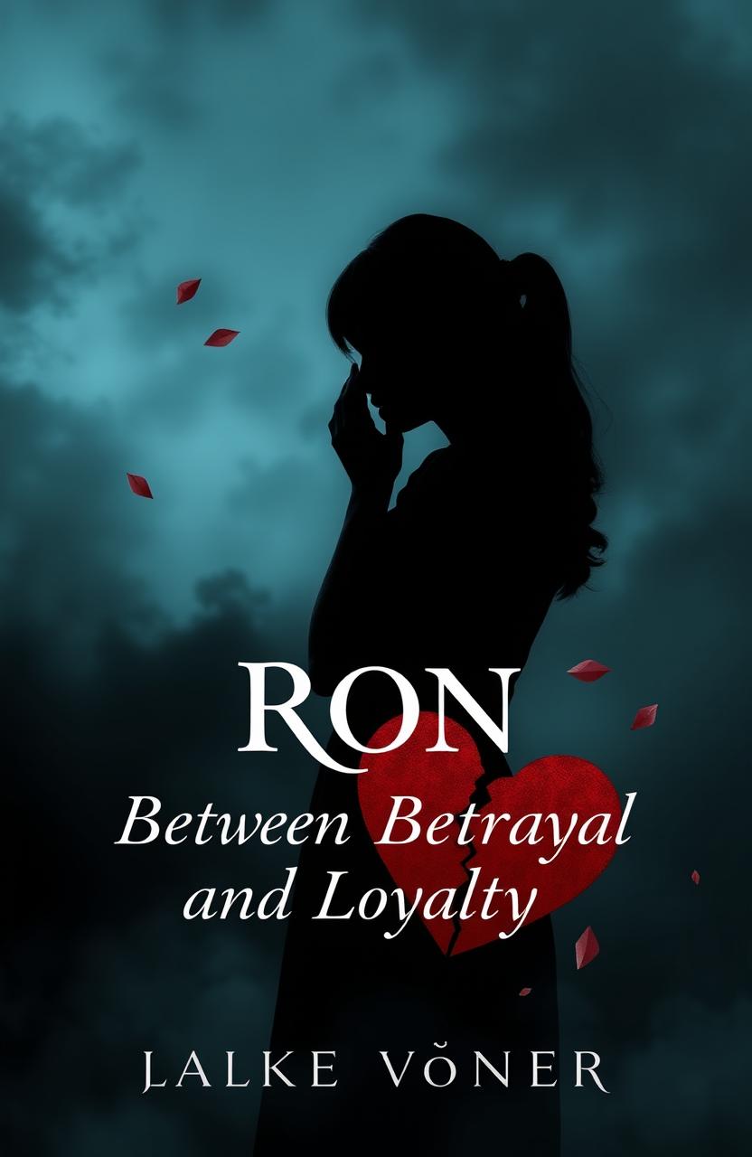 A book cover design for the novel "Ron" that reflects the intertwined emotions of the protagonist's journey
