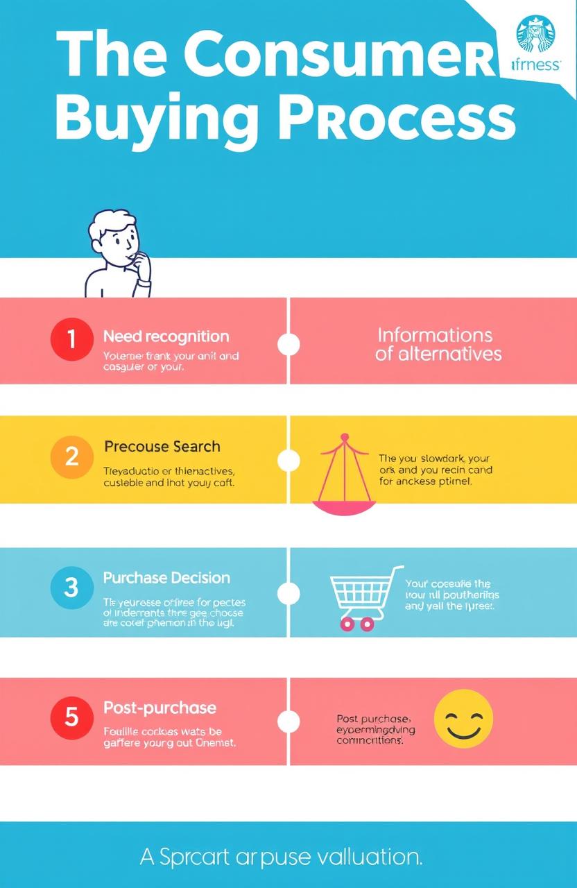 An illustrated infographic detailing the consumer buying process