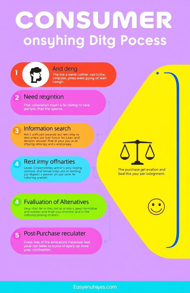 An illustrated infographic detailing the consumer buying process