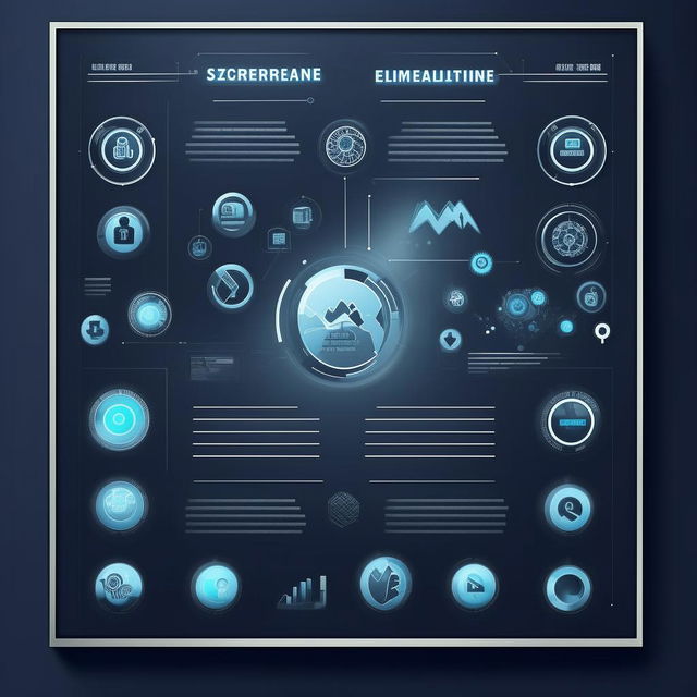 Generate a professional experience certificate with digital marketing motifs like graphs, SEO symbols, social media logos. The color scheme should be in tones of blues, grays, and whites.