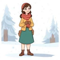 Full-length image of a young cartoon girl standing in a side pose